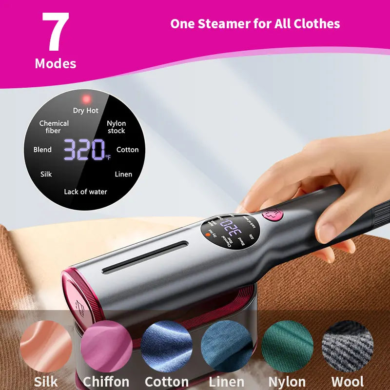 Dr.Flash Handheld Garment Steamer for Clothing, Portable Iron Steamer Combo Travel Steam Generators, 7 Modes with LED Display, 15S Fast Heating, 90° Swivel Handle, 1-Button Start, Travel Stuff, New Year Gift